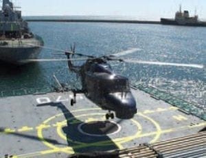 Helicopter landing on ship